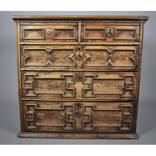 463 - A 19th Century Oak Chest of Two Short and Three Long Drawers all with Geometric Fielded Fronts, Pane... 