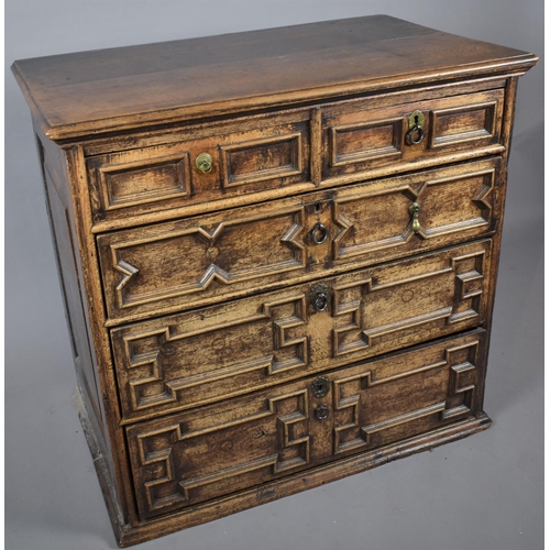 463 - A 19th Century Oak Chest of Two Short and Three Long Drawers all with Geometric Fielded Fronts, Pane... 