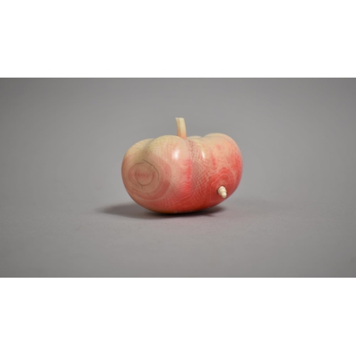 288 - A Carved Stained Ivory Novelty Okimono in the Form of a Gourd with Grub, 5cm high