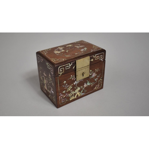 289 - A Chinese Hardwood Mother of Pearl Inlaid Tea Caddy Box Decorated with Fauna, Native Squirrels, Bats... 