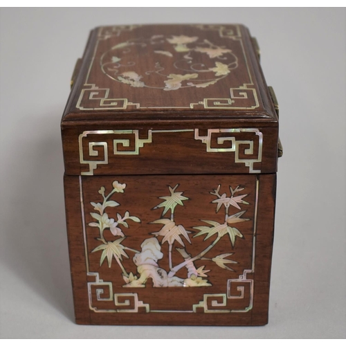 289 - A Chinese Hardwood Mother of Pearl Inlaid Tea Caddy Box Decorated with Fauna, Native Squirrels, Bats... 