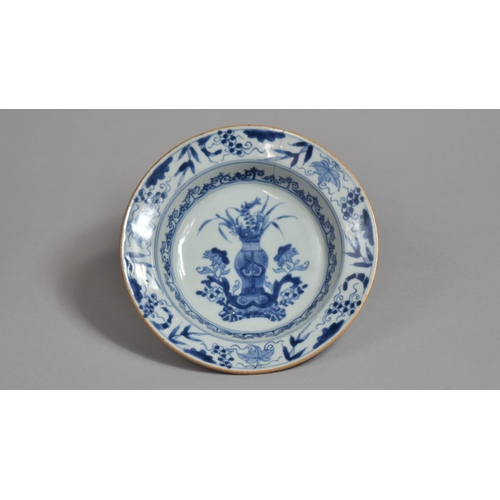 302 - A 17th/18th Century Chinese Blue and White Shallow Bowl Decorated with Antique Vase of Flowers, Flor... 