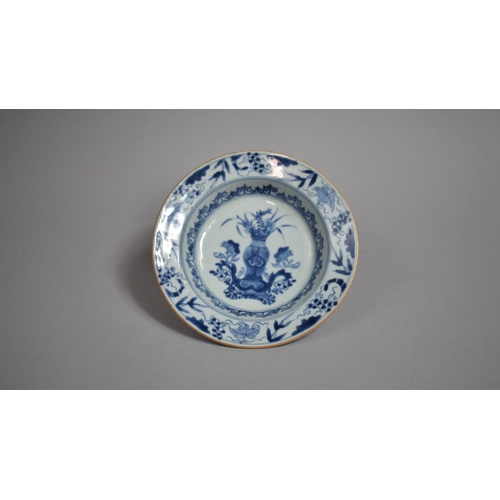 302 - A 17th/18th Century Chinese Blue and White Shallow Bowl Decorated with Antique Vase of Flowers, Flor... 