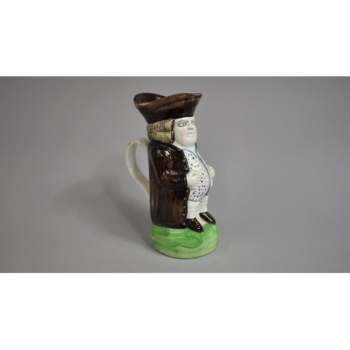 439 - An Early English Pearlware Toby Jug, Green Spongeware Base and Polychrome Decoration , Some Loss to ... 