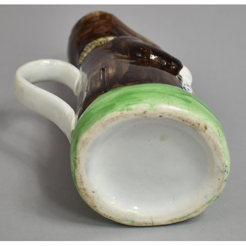 439 - An Early English Pearlware Toby Jug, Green Spongeware Base and Polychrome Decoration , Some Loss to ... 