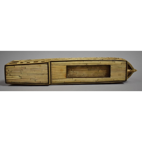 82 - An 18th/19th Century Prisoner of War Bone Model of a Ship, the Hull with Bone and Wood Planks Pinned... 