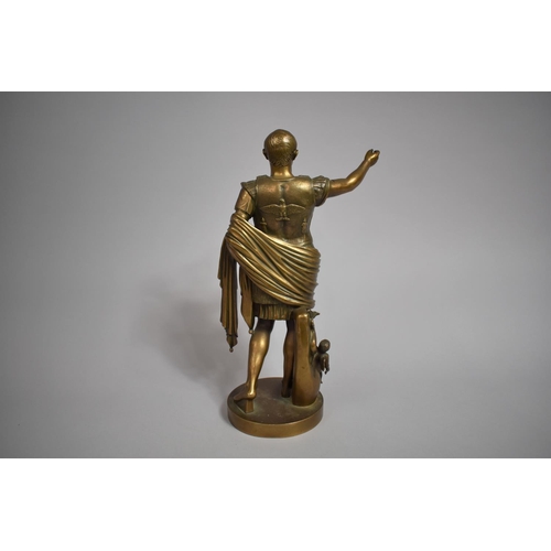 83 - A Bronze Figure of Augustus Caesar, Depicted with Arm Outstretched and with Putto by his Side, on Ci... 