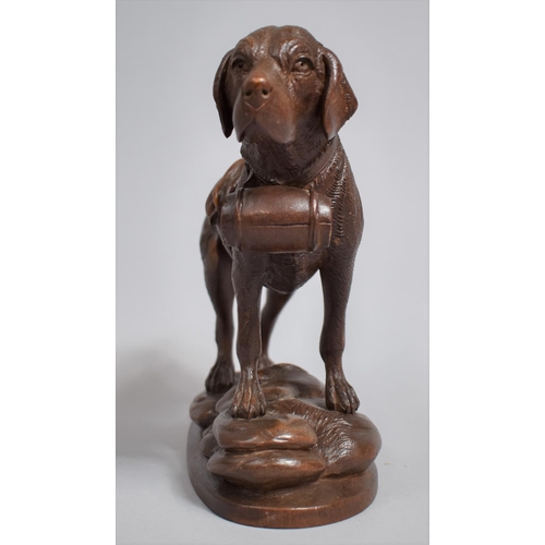 85 - A 19th Century Black Forest Carving, St. Bernard Dog, Depicted with Barrel at His Neck, Oval Base, 2... 