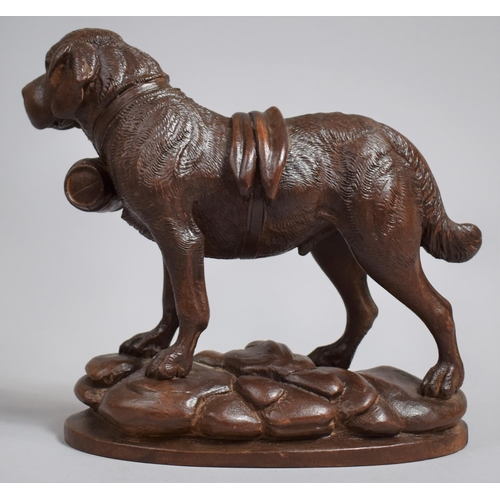 85 - A 19th Century Black Forest Carving, St. Bernard Dog, Depicted with Barrel at His Neck, Oval Base, 2... 