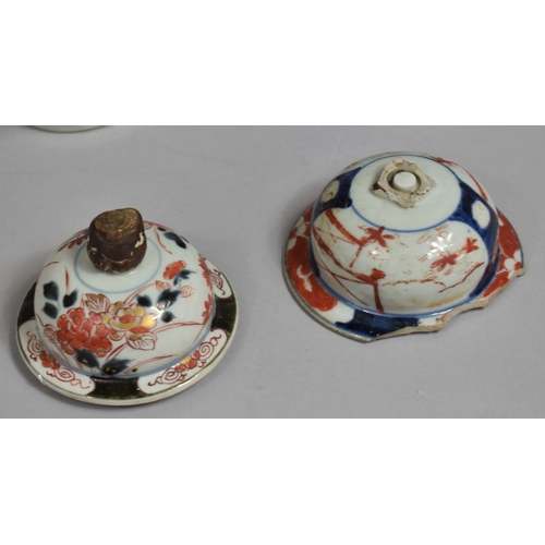 448 - A Near Pair of 18th Century Japanese Porcelain Vases of Baluster Form with Covers (AF), Decorated in... 