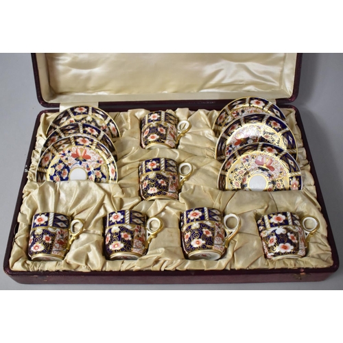 442 - A Boxed Set of Royal Crown Derby Imari Pattern Coffee Cans and Saucers