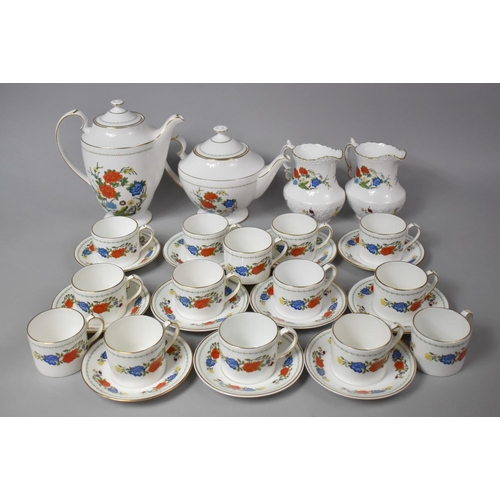 447 - A Collection of Aynsley Famille Rose Pattern Teawares to Comprise Teapot, Coffee Pot, Jugs, Saucers,... 