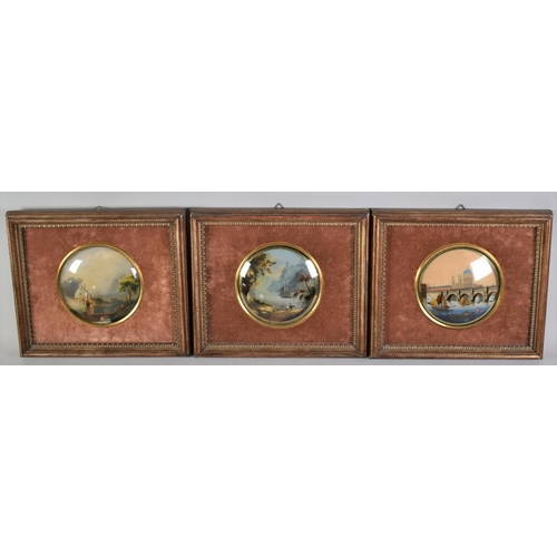 230 - A Collection of Three Framed 19th Century English Reverse Paintings on Convex Glass Domes to include... 