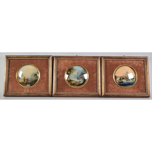 230 - A Collection of Three Framed 19th Century English Reverse Paintings on Convex Glass Domes to include... 