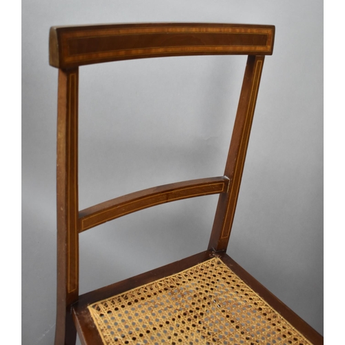 238 - An Edwardian Cane Seated Inlaid Mahogany Bedroom Chair