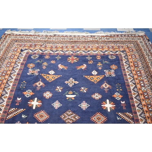 240 - A Very Large Woollen Carpet Square on Blue Ground, 483x252cm