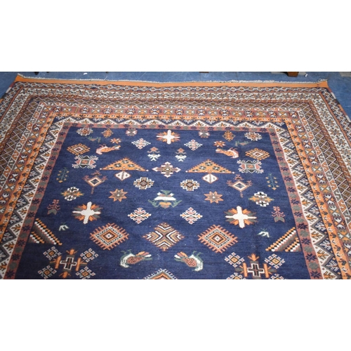 240 - A Very Large Woollen Carpet Square on Blue Ground, 483x252cm