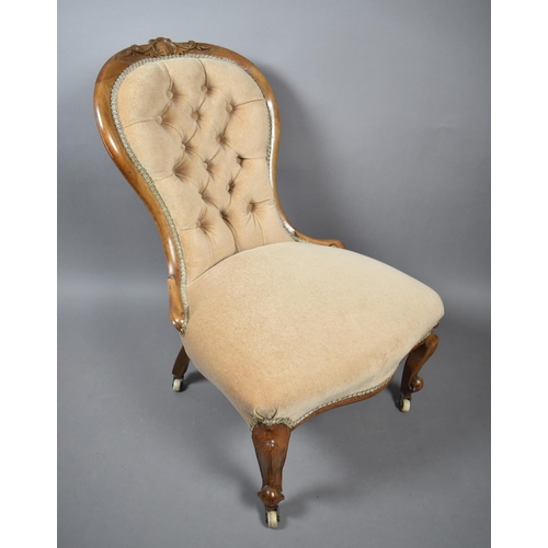 460 - A Late Victorian Button Upholstered Ladies Nursing Armchair