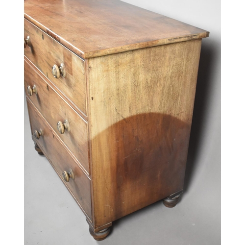 461 - A Small 19th Mahogany Chest of Three Long Drawers, 90x52x91cms High