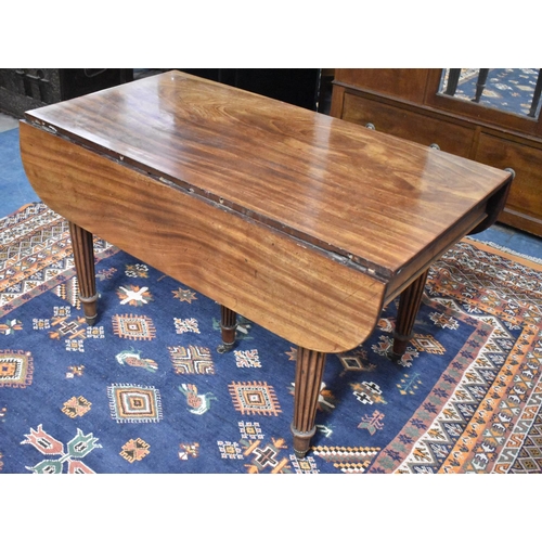 465 - A 19th Century Mahogany Drop Leaf Extending Dining Table on Turned Supports, One Extra Leaf, Concert... 