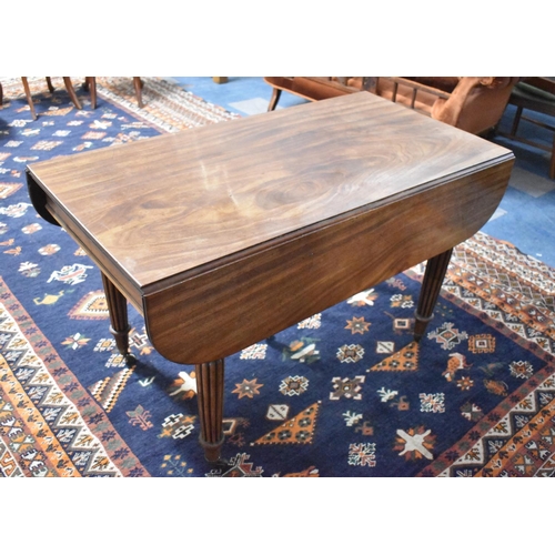 465 - A 19th Century Mahogany Drop Leaf Extending Dining Table on Turned Supports, One Extra Leaf, Concert... 