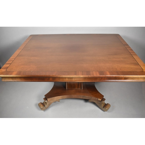 467 - A 19th Century Mahogany Rectangular Snap Top Breakfast Table on Quadrant Base with Four Scrolled Fee... 