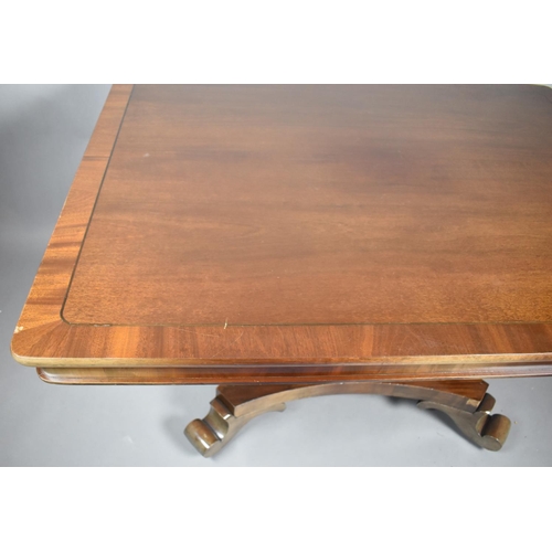 467 - A 19th Century Mahogany Rectangular Snap Top Breakfast Table on Quadrant Base with Four Scrolled Fee... 