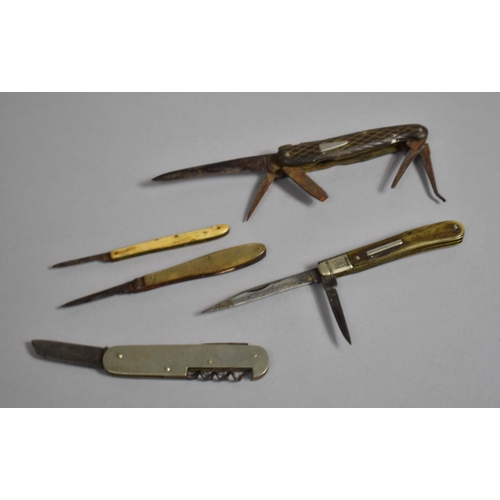 26 - A Collection of Five Vintage Penknives and Multitool Knives