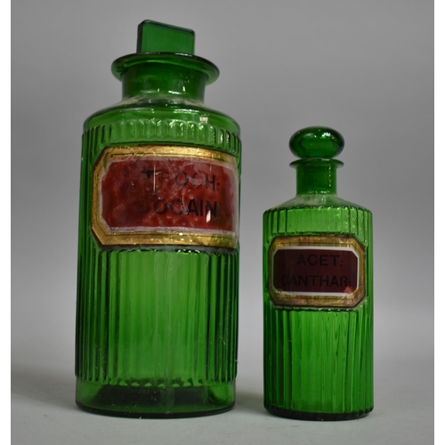50 - Two 19th Century Green Glass Chemist's Bottles, The Tallest 25cm