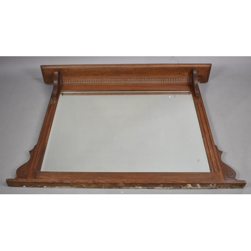 543 - An Edwardian Oak Framed Over Mantle Mirror, 120cm Wide