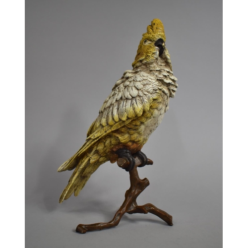 A Nice Quality Vienna Style Cold Painted Bronze Study of a Parrot Perched on Branch, 30cms High
