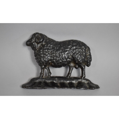 A Late Victorian Cast Iron Door Stop in the Form of a Ram, Needs Some Attention to Stand Upright, 26cm wide