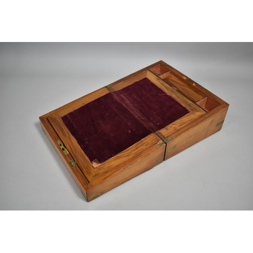 11 - A Late 19th Century Faux Rosewood (Walnut) Writing Slope with Brass Corners and Escutcheons, 29.5cm ... 