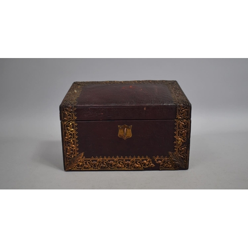 2 - A Late Victorian/Edwardian Stationery Box with Four Section Interior Containing Envelopes etc, Gilt ... 