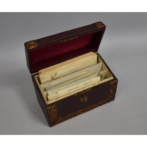 2 - A Late Victorian/Edwardian Stationery Box with Four Section Interior Containing Envelopes etc, Gilt ... 