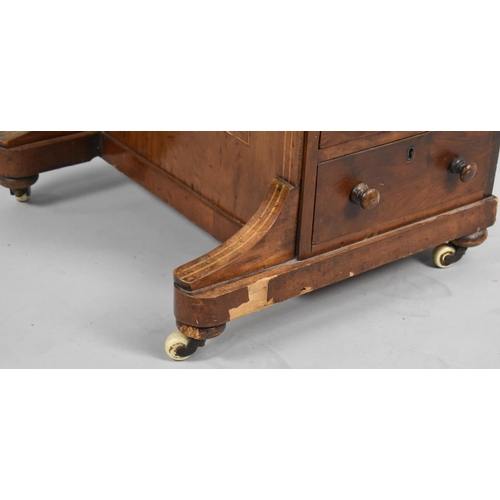 42 - A Late Victorian/Edwardian String Inlaid Walnut Davenport with Four Side Drawers Matched by Dummies,... 