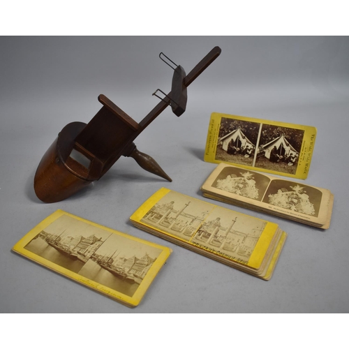 49 - A Late Victorian/Edwardian Stereoscopic Viewer Together with a Collection of Twenty-five Cards, Pict... 