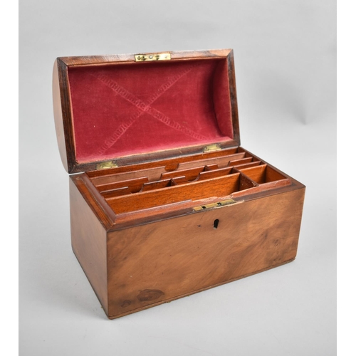 7 - A Late Victorian/Edwardian Domed Topped Walnut Stationery Box with Fitted Interior, 24cm wide