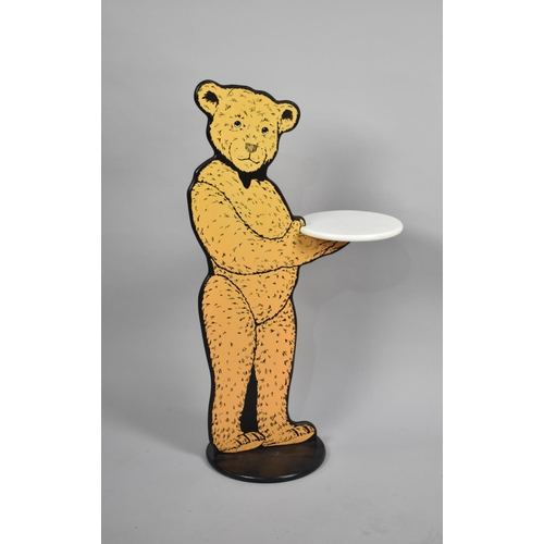 95 - A Modern Fret Cut Dumb Waiter in the Form of a Teddy Bear with Tray, 90cm high