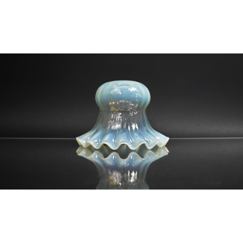 441 - A Late Victorian Vaseline Glass Shade with Wavy Rim, 12cms High and 16cms Diameter