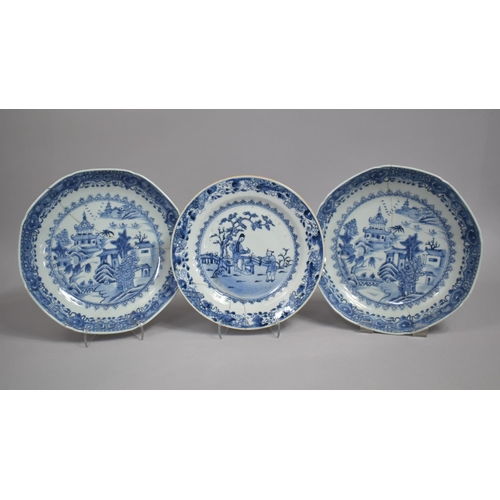 275 - Two 18th/19th Century Chinese Porcelain Blue and White Shallow Bowls decorated with River Village Sc... 