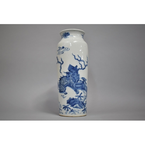 270 - A Large 19th Century Chinese Porcelain Blue and White Vase Finely Decorated with Temple Lion in Wall... 