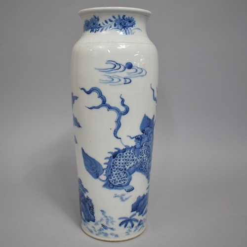 270 - A Large 19th Century Chinese Porcelain Blue and White Vase Finely Decorated with Temple Lion in Wall... 