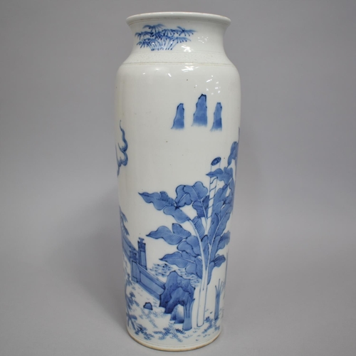 270 - A Large 19th Century Chinese Porcelain Blue and White Vase Finely Decorated with Temple Lion in Wall... 