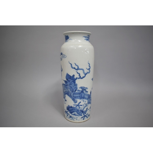 270 - A Large 19th Century Chinese Porcelain Blue and White Vase Finely Decorated with Temple Lion in Wall... 