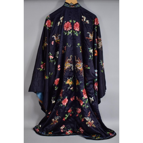 253 - An Early 20th Century Chinese Blue Silk Kimono/Robe with Good Quality Embroidered Decoration with Fr... 