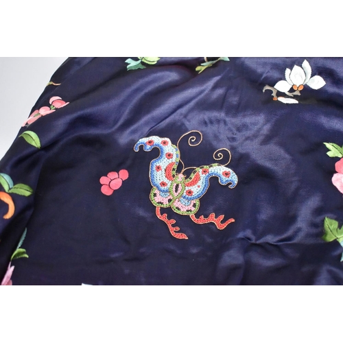 253 - An Early 20th Century Chinese Blue Silk Kimono/Robe with Good Quality Embroidered Decoration with Fr... 