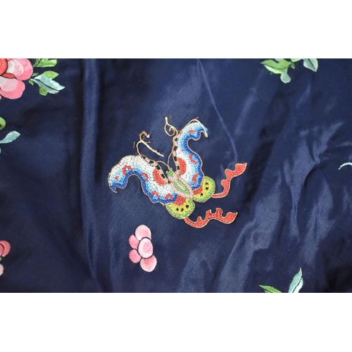 253 - An Early 20th Century Chinese Blue Silk Kimono/Robe with Good Quality Embroidered Decoration with Fr... 