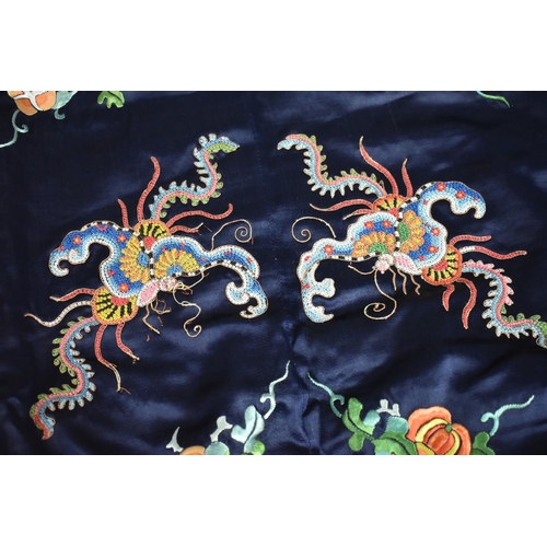 253 - An Early 20th Century Chinese Blue Silk Kimono/Robe with Good Quality Embroidered Decoration with Fr... 