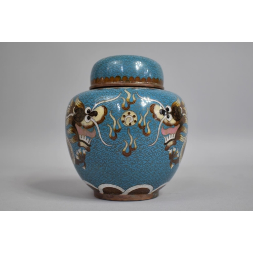 231 - A 20th Century Chinese Cloisonne Ginger Jar and Cover, Decorated five Clawed Dragons Chasing Flaming... 